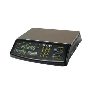 Imagem de Combo Balança Systel Clipse Preta 15kg + Impressora Quo Novo