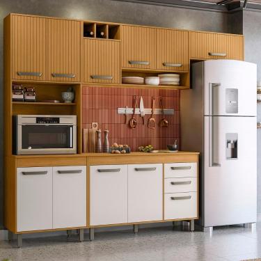 Imagem de Cozinha Compacta Com Tampo Emily Freijó/ripado/off Acetinado Z44 - Mpozenato