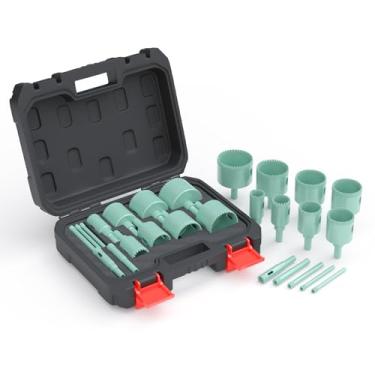 Imagem de CATITO Kit de brocas de azulejo de serra de diamante com conjunto de brocas serrilhadas soldadas para serra oca de cerâmica, vidro, azulejo, gesso, madeira, mármore e granito