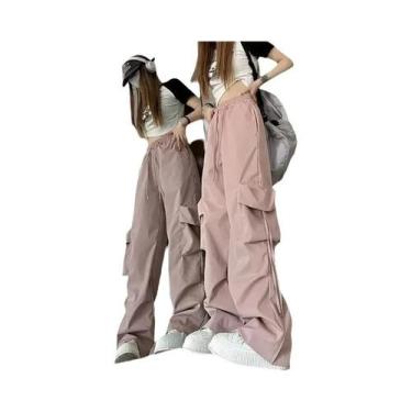 Imagem de Calça Cargo Feminina Preta - Cintura Alta, Perna Larga e Bolsos Grande
