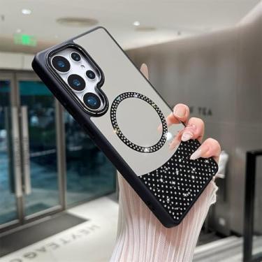 Imagem de Capa de luxo com película espelhada colorida e joias para Samsung Galaxy S25 S24 S23 S22 S21 Ultra Plus A55, capa protetora para carregamento sem fio, preta, para Galaxy A05