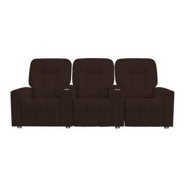 Imagem de Poltrona Reclinável 3 Lugares Para Sala De Cinema Romeo F05 Veludo Marrom