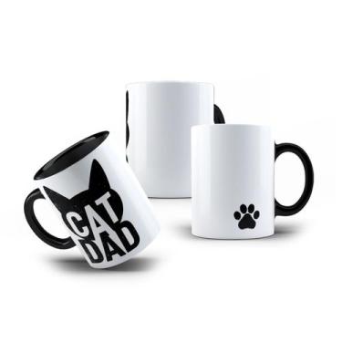 Imagem de Caneca de Porcelana Pai de Gato Cat Dad Divertida 325mL - VilelaGG