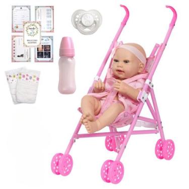 Imagem de Bebe Reborn Com Carrinho Infantil Baby Alive Vários Itens - Cegonha Re