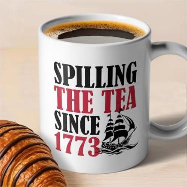Imagem de zcyhtqp, Derramando o chá desde 1773, caneca de café de cerâmica engraçada, presentes de agradecimento ao professor de história do chefe, caneca de presente engraçada da história dos EUA, caneca de