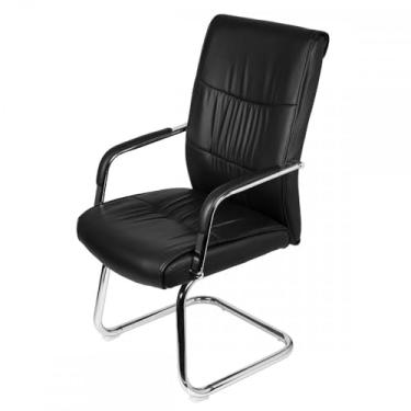 Imagem de CADEIRA ESTOCOLMO FIXA PRETA EM P.U. BASE CROMADA - OR DESIGN