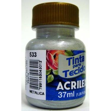 Imagem de Tinta Para Tecido 37ml Metálica - 533 Prata Acrilex