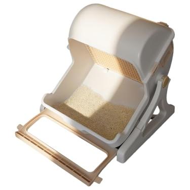 Imagem de Rrlihjgu Caixa De Areia Autolimpante Para Gatos,Caixa De Areia Semi-Automática Para Gatos - Desodorizante Seguro para Múltiplos com Design de Tampa Aberta para Armário Apartamento Viagem