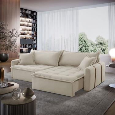 Imagem de Sofá Cama Linho em Madeira Eucalipto 220cm Braço 20cm Arizona Meu Sofá Online