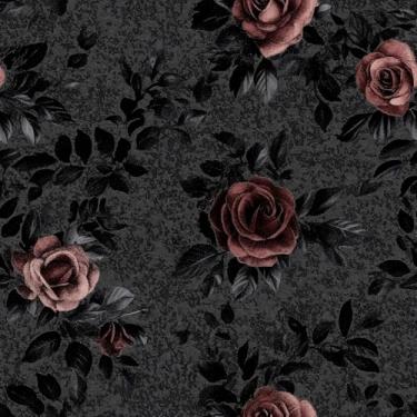 Imagem de MAGAFA Papel de parede floral rosa gótico autoadesivo removível preto vermelho papel de parede amigável para locatário papel de contato para quarto banheiro prateleira forro 17,71x236,5 cm
