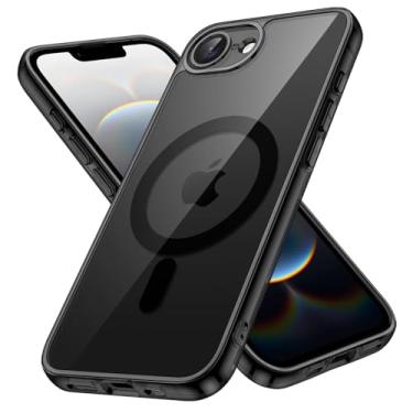 Imagem de JETech Capa Magnética para iPhone 16e 6,1 Polegadas 2025 Compatível com MagSafe, Case Protetora de Telefone à Prova de Choque, Capinha Parte Traseira Transparente Anti-Riscos (Preto)