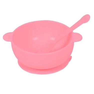 Imagem de Prato Refeição Silicone Infantil Ventosa Bebê Tigela Bowl (Rosa)
