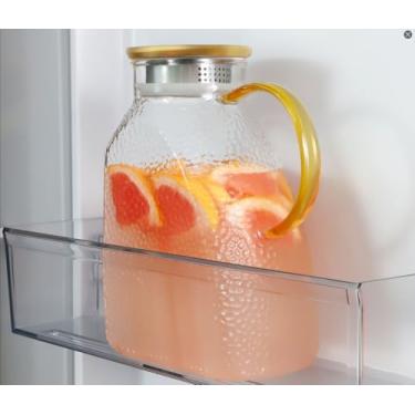 Imagem de WARMSIMPLE Jarra de Vidro com Tampa, 2 Litros, Transparente, com Alça e Tampa, para Geladeira, Água Quente/Fria, Suco, Café, Leite