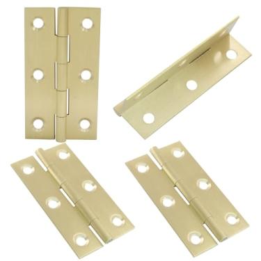 Imagem de Murtenze 4 peças mini dobradiças de latão sólido de 6 cm, dobradiças de armário de latão, dobradiças de caixa pequena, dobradiças de extremidade para armário, gaveta, caixa de madeira
