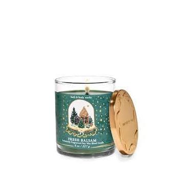 Imagem de Bath & Body Works, Vela White Barn 1-Wick Candle com óleos essenciais - 200 g - Aromas de Natal e inverno 2021! (Bálsamo fresco)