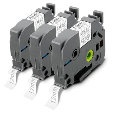 Imagem de Fita adesiva Pristar pTouch TZe-135 branca sobre transparente, 12 mm, 