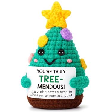 Imagem de LEJIAJINW Mini Handmade Christmas Tree Crochet Decor Merry Inspirational Cheer Up Gifts for Sister Friends Mom Grandma Appreciation Thank You Gift for Teacher Coworker Mentor Boss