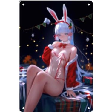 Imagem de DKLOWK Sexy Bikini Hot Anime Girl Metal Tin Sign Wall Art Christmas Poster Decor for Home Bar Club Bedroom Bathroom Man Cave Otaku 20 x 30 cm