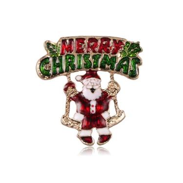Imagem de LPYO Broche de Natal para mulheres, strass, cristal, árvore de Natal, guirlanda, boneco de neve, rena, trenó, Papai Noel, luva para bota, bengala doce, joias decorativas, broche, acessórios de
