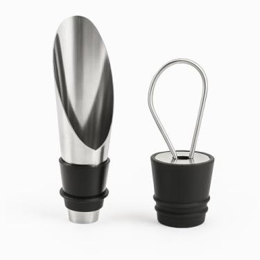 Imagem de Kit 2 em 1 Bico Dosador Inox com Tampa e Vedação Hermética – Controle Preciso de Líquidos para Vinhos, Azeites e Bebidas | Elegante, Higiênico e Durável