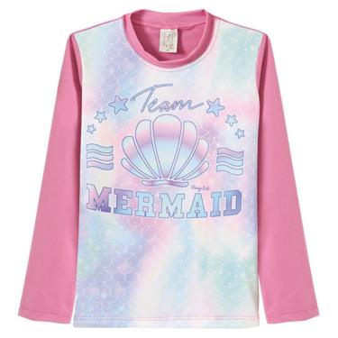 Imagem de Camiseta Praia Infantil Proteção UV50+ Sereia Rosa Pingo Lelê-Feminino
