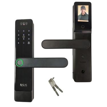 Imagem de Fechadura Eletronica Digital Porta Biometria Facial Senha Wifi App Cel