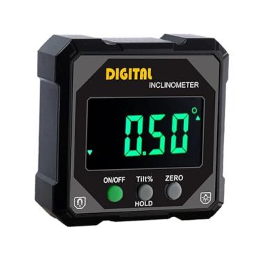 Imagem de Bothyi Inclinômetro digital, medidor de ângulo de nível digital, alcance compacto, 4x90 graus, função de retenção de dados para carpintaria de construção, Amarelo