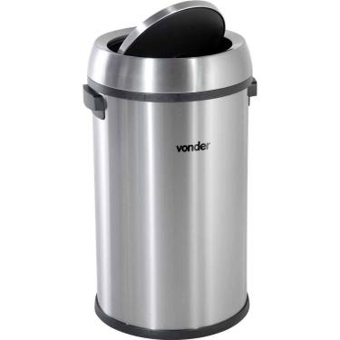 Imagem de Lixeira Redonda 65 Litros Inox Tampa Basculante Vonder