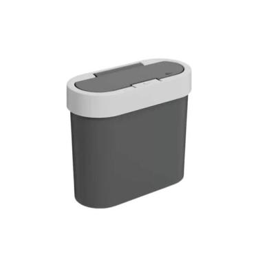 Imagem de Lixeira Flat em Plástico Cinza 11x23,5x20,5cm 2,8L - Coza