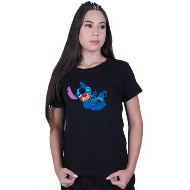 Imagem de Camiseta Baby Look Feminina Lilo Stitch Sapeca - Lafre, Preto, GG