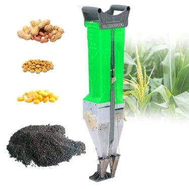 Imagem de Green,Semeadora manual doméstica, semeadora manual ajustável de porta dupla, adequada para vários tipos de terras agrícolas, como estufas, colinas, áreas montanhosas, planícies e terras