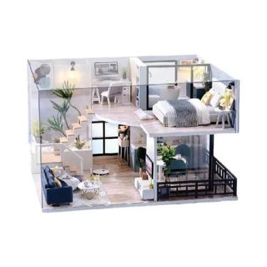 Imagem de Casa de Boneca em Miniatura de Madeira 3D - DIY com Luzes LED - Aparta