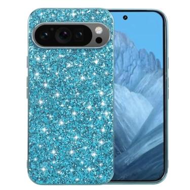 Imagem de Ranyi Capa para celular Google Pixel 10 Pro XL, luxuosa, brilhante, brilhante, strass, com TPU galvanizado, fina, flexível, feminina, capa para Google Pixel 10 Pro XL (2025 6,8 polegadas) - Azul