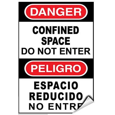 Imagem de Adesivo de decalque de placa de perigo confinado espaço não entrar P 23 cm x 30 cm