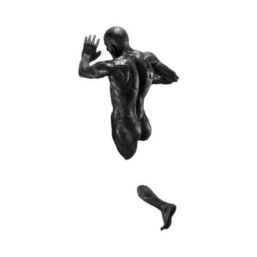 Imagem de Escultura 3D Homem Saindo Da Parede, Arte Moderna Em Canvas Para Decor