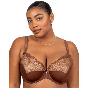 Imagem de Curvy Couture Tulipa feminina sexy renda plus size push up, Chocolate, 40C