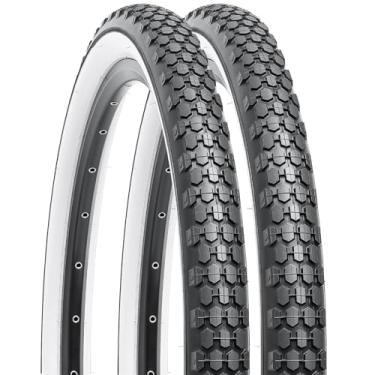 Imagem de YUNSCM 2 peças de pneus de mountain bike de 61 cm 24 x 2,125/57-507 clássico branco compatível com 24 x 2,0 24 x 2,10 24 x 2,125 24 x 2,125 24 x 2,15 pneus de bicicleta (Y-823)