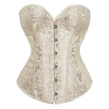 Imagem de Corset Espartilho Corselet Corpete Florido Sem Babado - Modas Fagundes