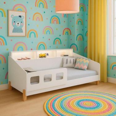 Imagem de Cama De Solteiro Mavi Montessoriana Com Colchão E Grade Infantil - Inf