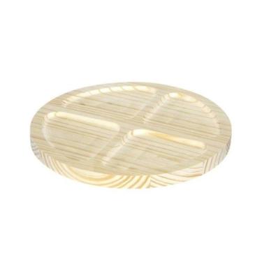 Imagem de Petisqueira Redonda De Madeira Pinus Com 4 Divisões - Stolf 24cm