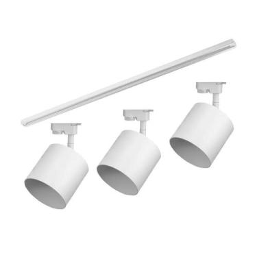 Imagem de Kit Trilho Taschibra Com 3 Spot Track Ar111 Gu10 Bivolt Branco