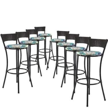 Imagem de Jogo Com 8 Banquetas Alta Forts Fibra Uv Bancada, área Goumert, Bar, P