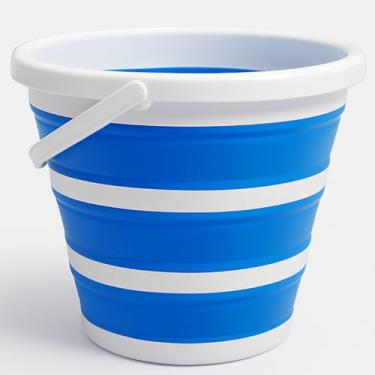 Imagem de Balde Retrátil 3L Silicone Dobrável com Alça Ergonômica Multiuso Flexível Limpeza Geral 3 Litros Pescaria Viagem Praia Fácil de Armazenar e Guardar (Azul)
