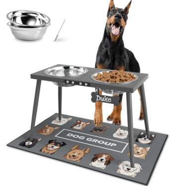 Imagem de ADENGL Tigelas elevadas para cães grandes e extragrande, suporte para tigela elevada com tapete à prova de prill e tigelas para cães (2000 ml), tigelas de comida e água para cães de 39,4 cm de altura