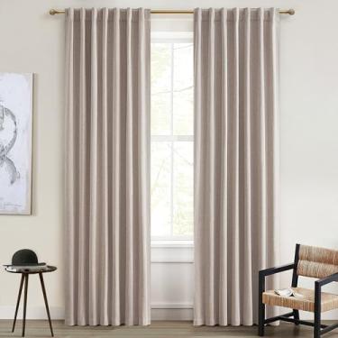 Imagem de Cortinas de armário de linho de 203 cm para portas de armário abertas, painéis deslizantes, cortina blackout para janelas de 203 cm, cortinas isoladas com bloqueio de calor, calor de verão, neutro