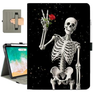 Imagem de Vimorco Capa para iPad Air de 11 polegadas M3/M2 2025/2024, para iPad Air 5ª/4ª geração, capa de 10,9 polegadas, capa de 4ª/3ª/2ª/1ª geração/alça de mão/bolso, caveira rosa