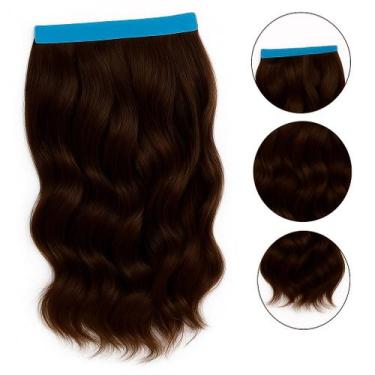 Imagem de Mega Hair Fita Adesiva castanho ondulado 50cm 1 tela 30g - cabelo huma