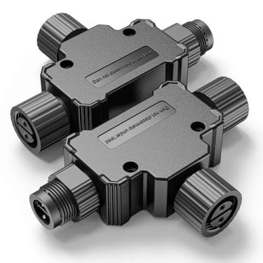 Imagem de Conector T (luxo) - Pacote com 2 unidades compatíveis com luzes de baixa tensão Philips Hue, expanda e personalize sua configuração de iluminação inteligente externa, preto