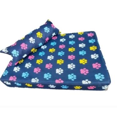 Imagem de Cama Pet Caminha Para Cachorro e Gato C/ZIPER Colchão Fundo Impermeável com Travesseiro(AZUL COM TRAVESSEIRO,70X50)