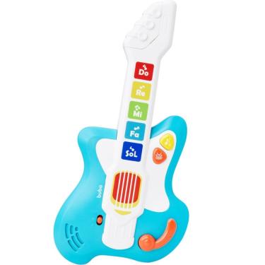 Imagem de Guitarra Interativa Infantil com Luzes Sons Cordas Sensíveis Alavanca +18m Educativo Buba